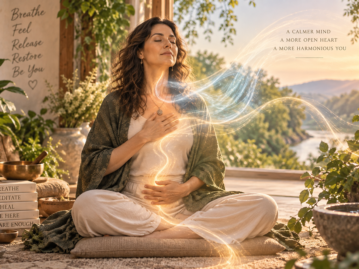 Breathwork and meditation with a hand on the heart